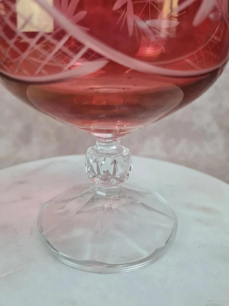Antigo globo de vidro em cristal vermelho lapidado e dourado 🥂 – photo 4